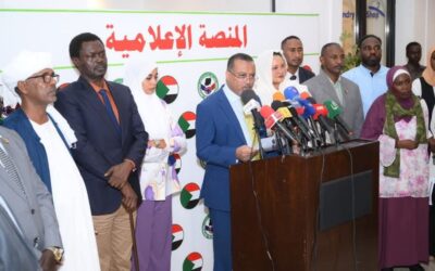 Archive photo of Sudan's Democratic Bloc leaders during a previous meeting and press briefing in Port Sudan. Source: Democratic Bloc Media Platform.